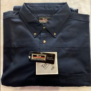 Mens Blue generation button down twill, plus size